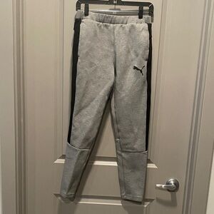 Puma Mens Small Light Gray and Black Sweatpants